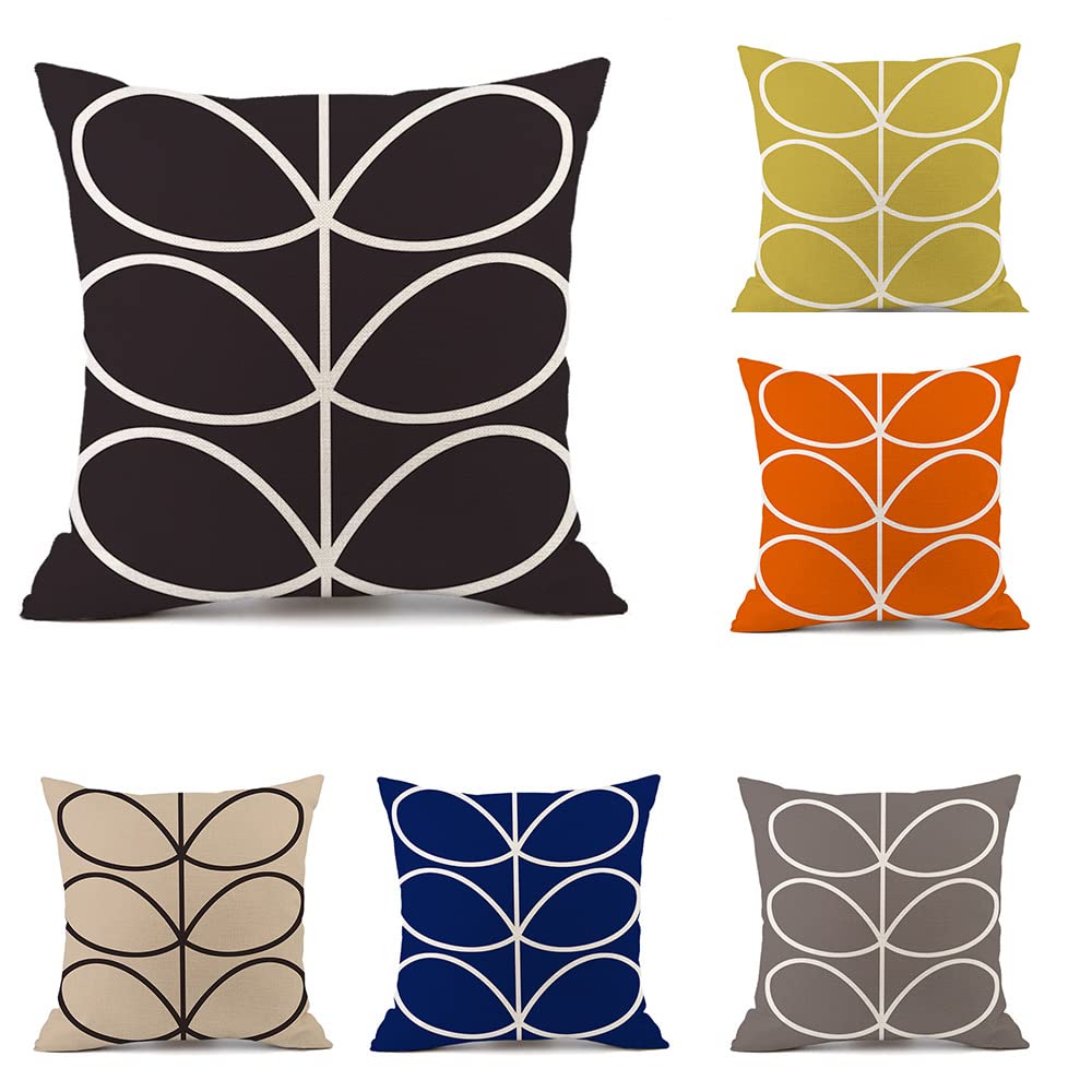 YunJeude Cushion Set of Nordic Cute Leaf Geometric Zipper Interior Home Car Room All Seasons Color Covers, 45x45cm, 4, Style, Pattern, Linen, Pattern,