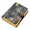 Handmade Black Cat Leather Journal | 5x7" Mystic Notebook | 200 Deckle Edge Pages | Moon & Floral Design Diary with Lock | Vintage Witchy Writing Book
