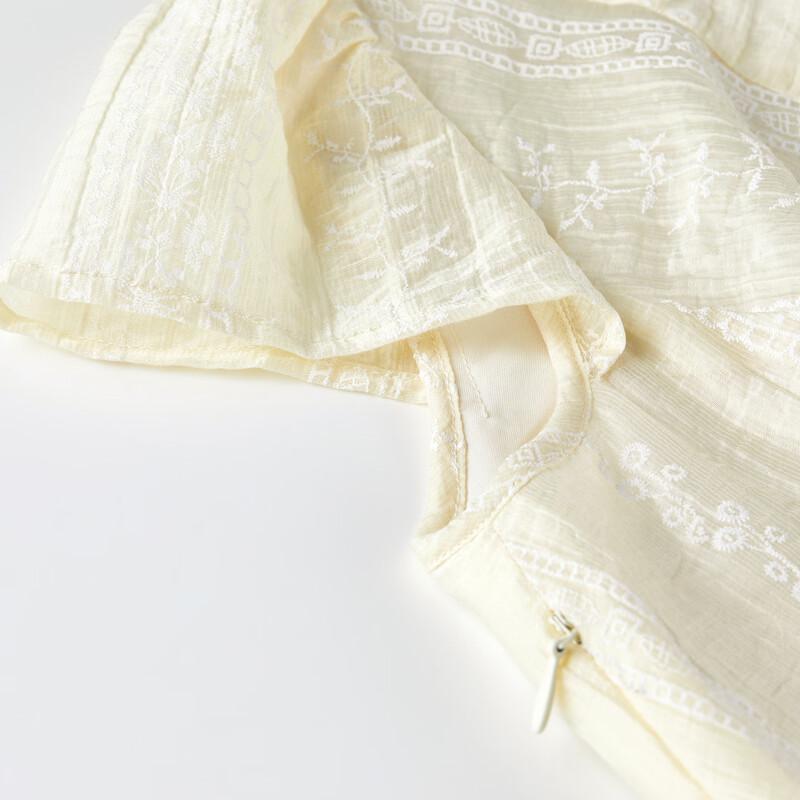 Elegant Tencel Jacquard Puff Sleeve A-Line Dress