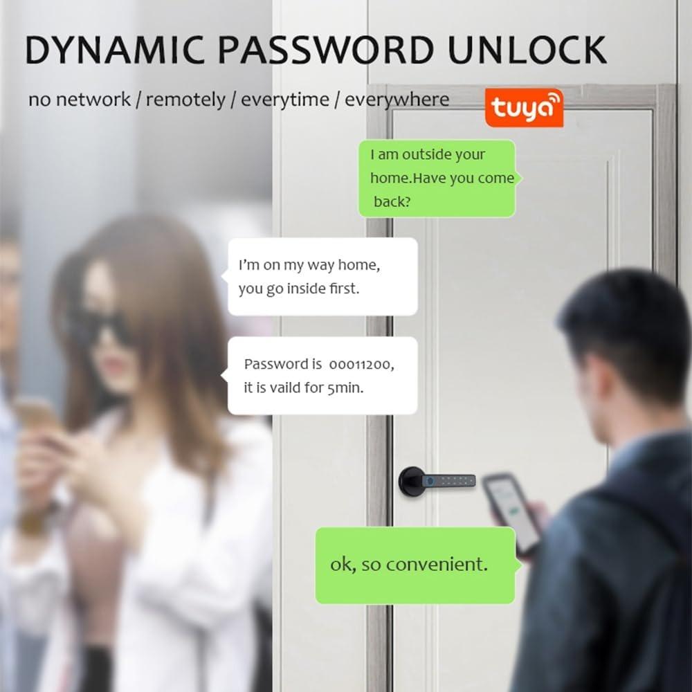 4 in 1 Fingerprint Door Lock Tuya App Keyless Door Lock Security Smart Door Lock Office