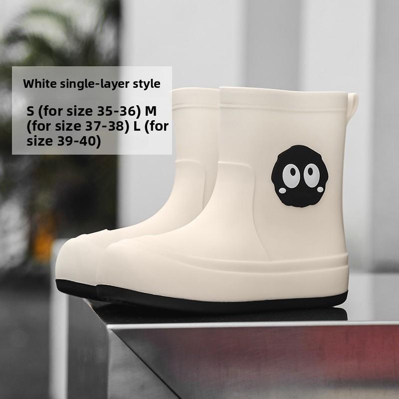 

Waterproof Fce Lined Women s Rain Boots Adorable Cartoon Adult Anti-slip oes Wearable All Seasons Versatile Korean Sle 30/31 (inner length 20cm) белый