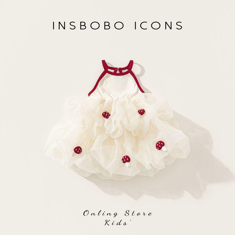 Insbobo Girls  Dress 2026 Early Summer Outfit Baby Girl Princess Dress Girl s Mesh Dress Children s Summer Thin Dress Rice White 100