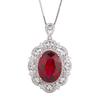 Jewelry Copper Bottom Gold-Plated Simulation Red Corundum Blue Spinel Light Luxury Pendant Female 15 * 20