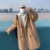 Fake Two Piece Woolen Coat Men Autumn Winter Korean Fashion Oversized Hooded Trench Coat Streetwear Men Thick Warm Woolen Jacket