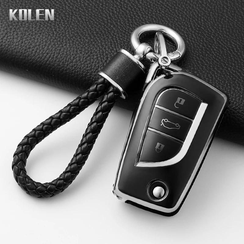 For Toyota Aygo Yaris Highlander Camry Rav4 Corolla Land Cruiser Prado Fashion Tpu Car Key Case Cover Protected Keychain Fob Bag
