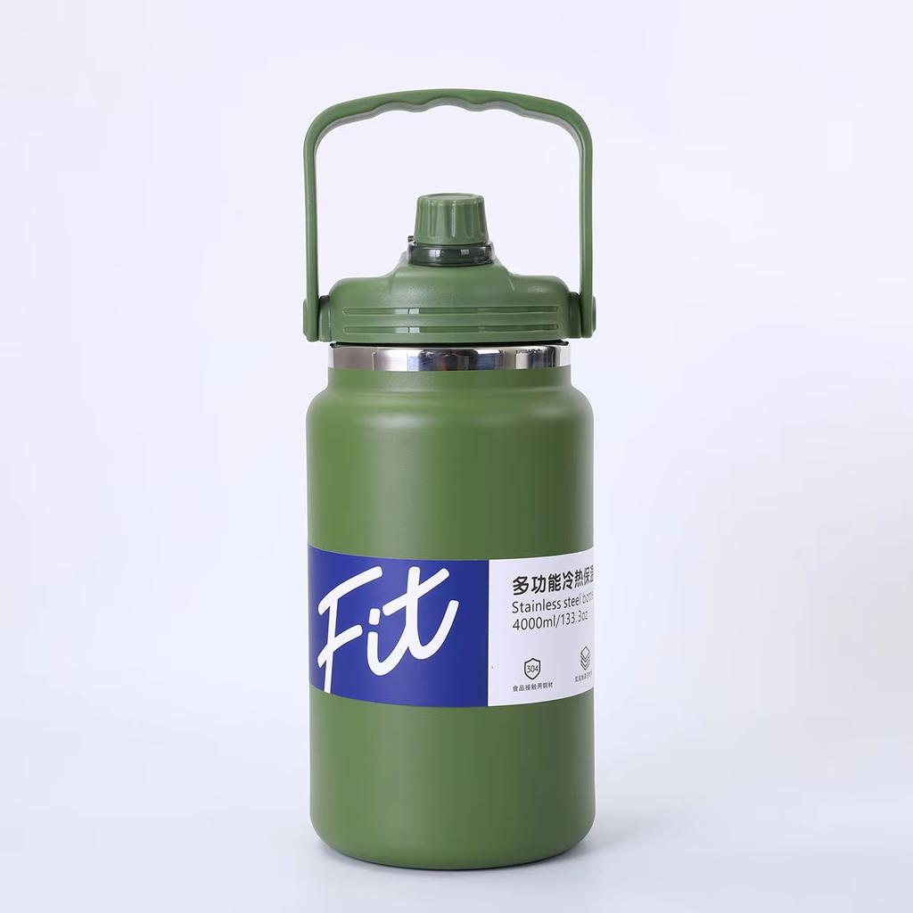 4000ml Tumbler Cup For Coffee Keep Cold Stainless Water Bottle With Straw Space Kettle American-Style Portable Outdoor Sports