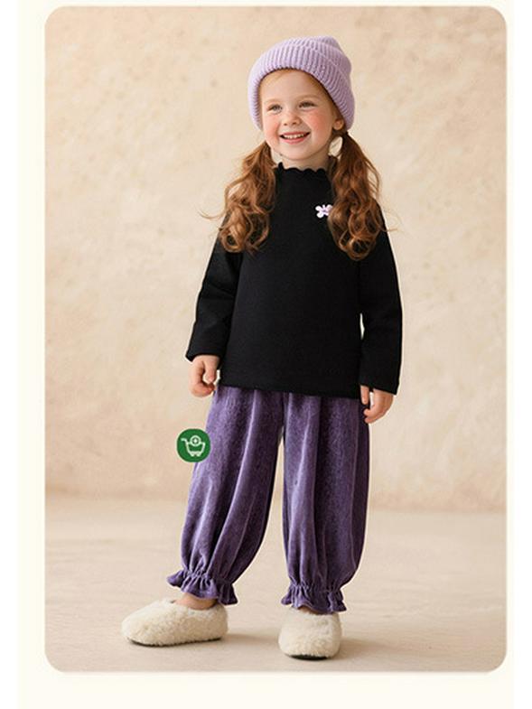 Tongbei 2025 Winter Girls' Cute Lace Collar T-shirt - Korean Style