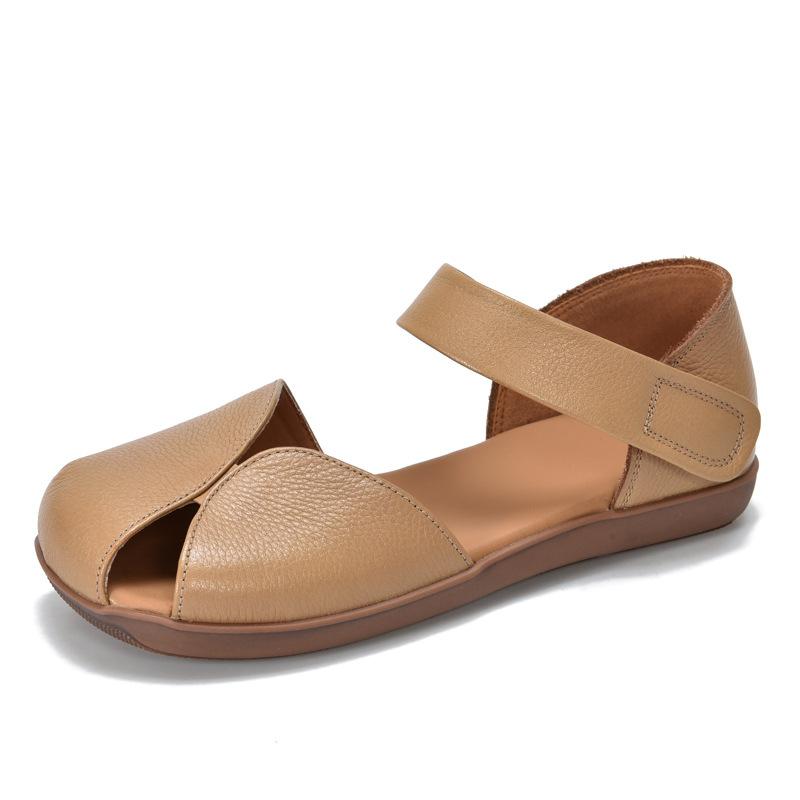 Fashion GKTINOO Flat Sandals Women's Genuine Leather Peep Toe Roman Shoes 2024 Summer New Cowhide Soft Sole Versatile Women's Shoes