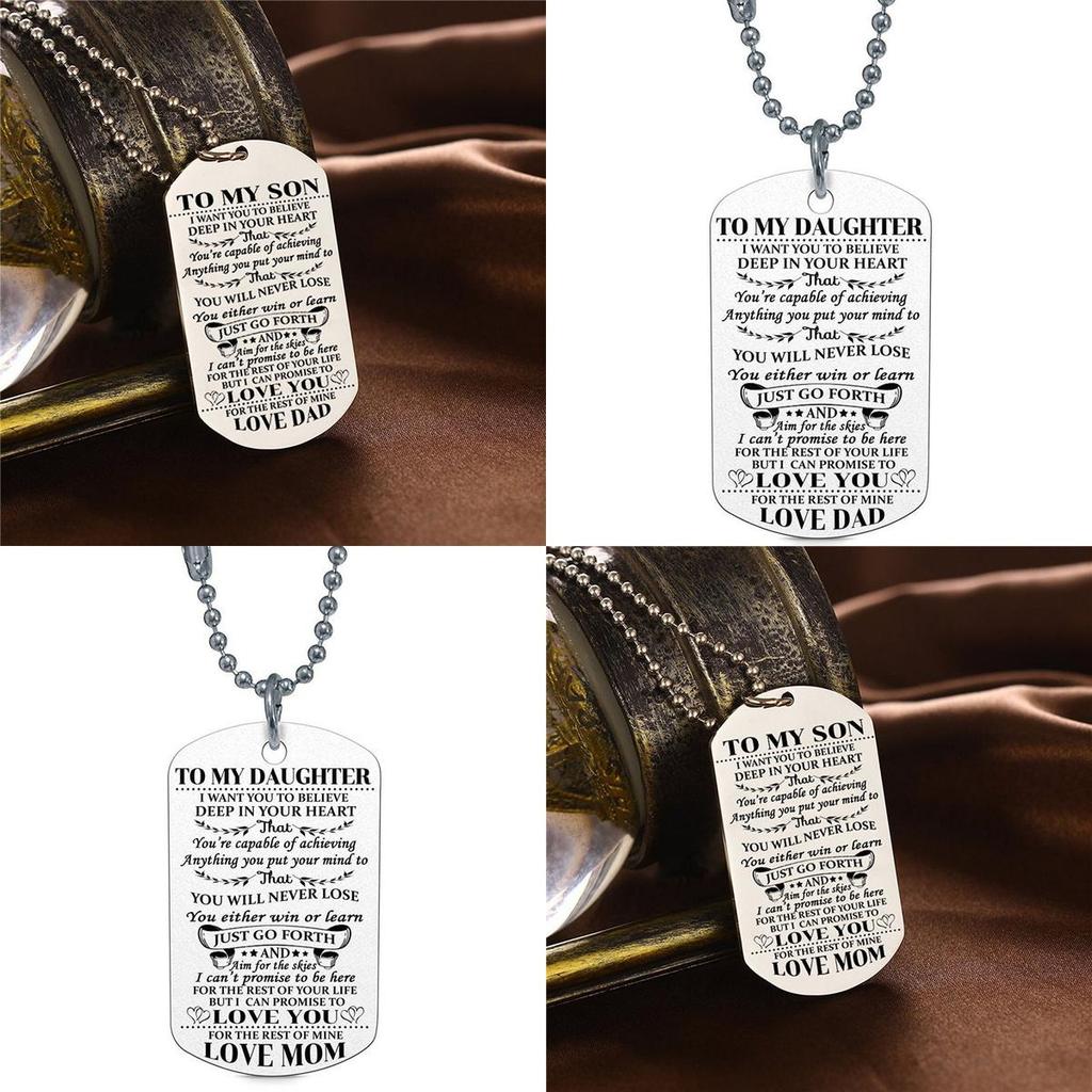 Stylish Fashion Necklace Dog Tag For My Son Daughter Dad Mom Ideal Birthday Gift