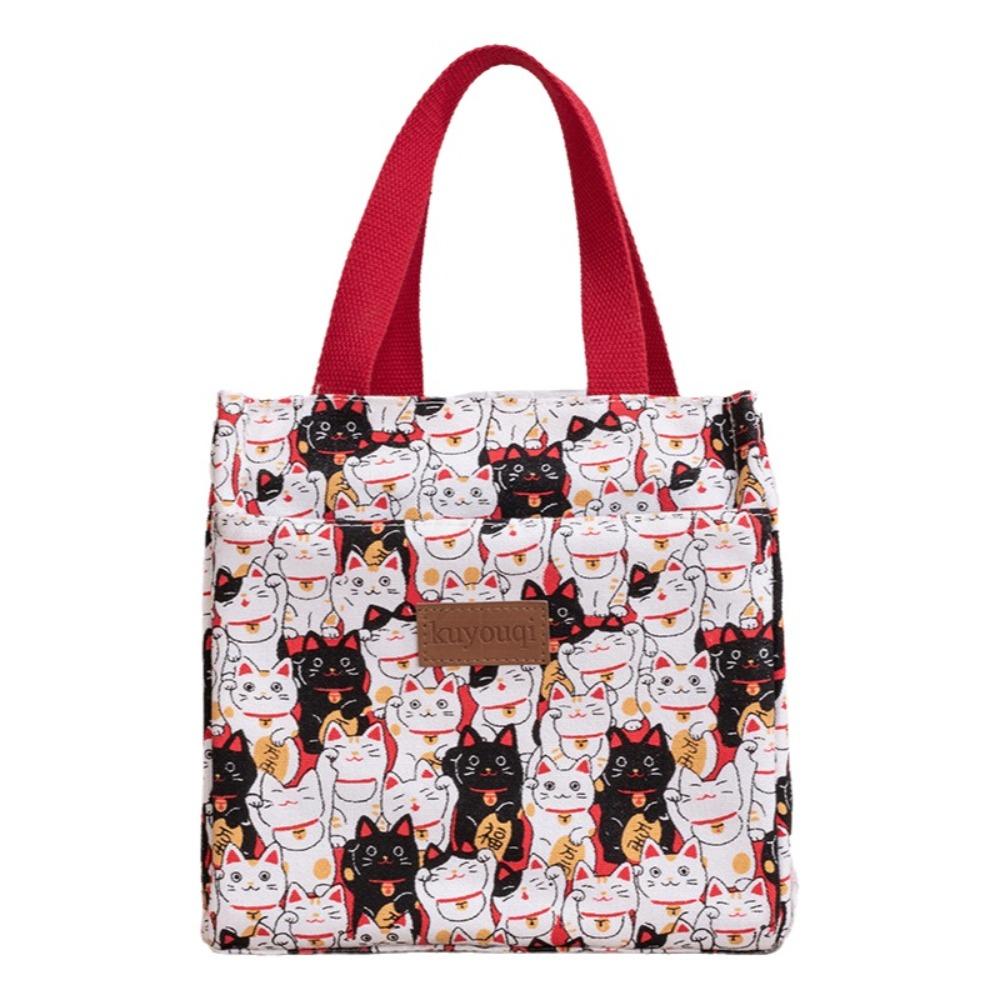 

Insulated Cat Lunch Bag Printed Design Large Capacity Lunch Bag Cute Picnic Lunch Bags Daily Lunch Style 6