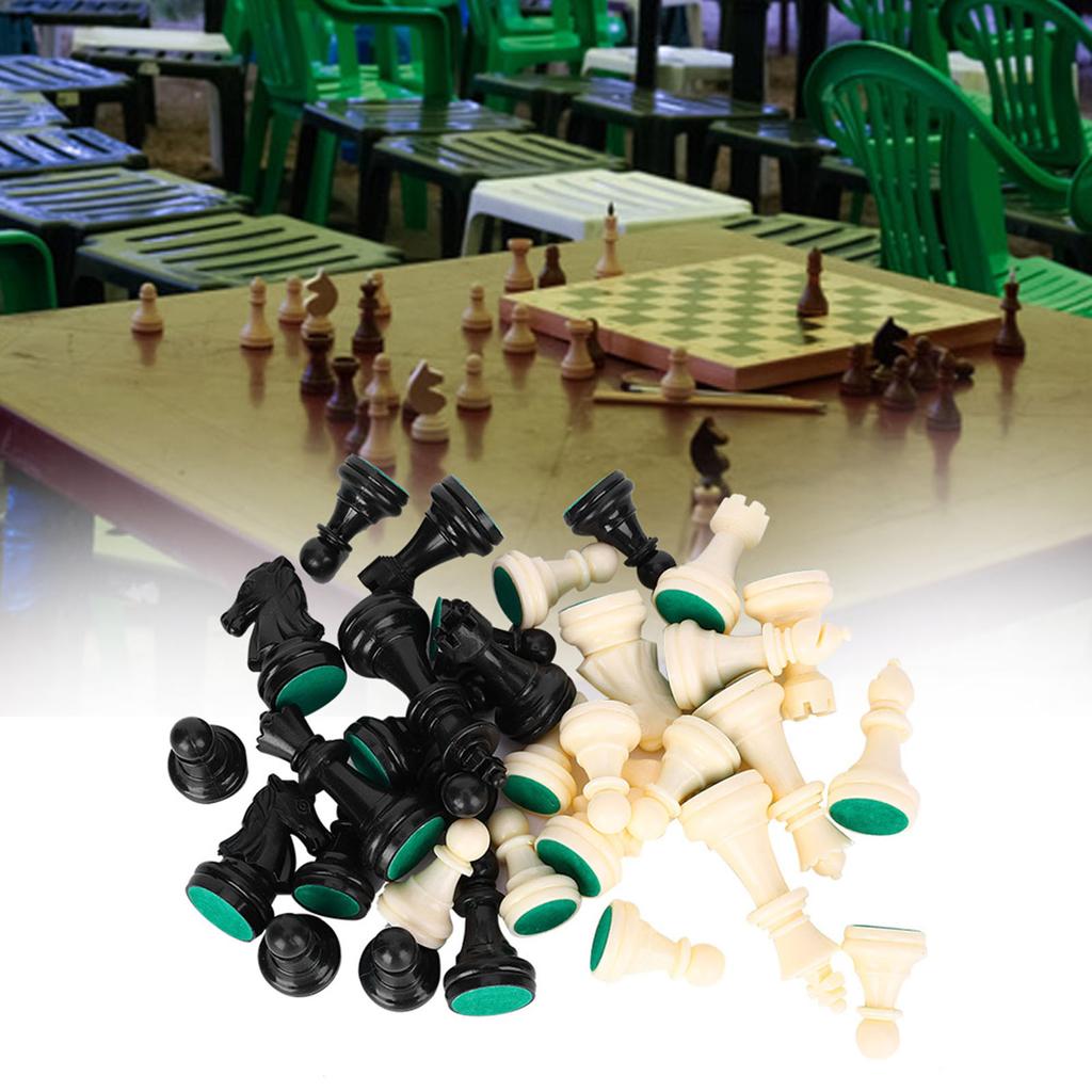 Schachfiguren Schwarz und Weiß Schachfiguren Set aus Kunststoff Internationales Schachspiel Komplettes Schachfigurenset Schwarz&Weiß