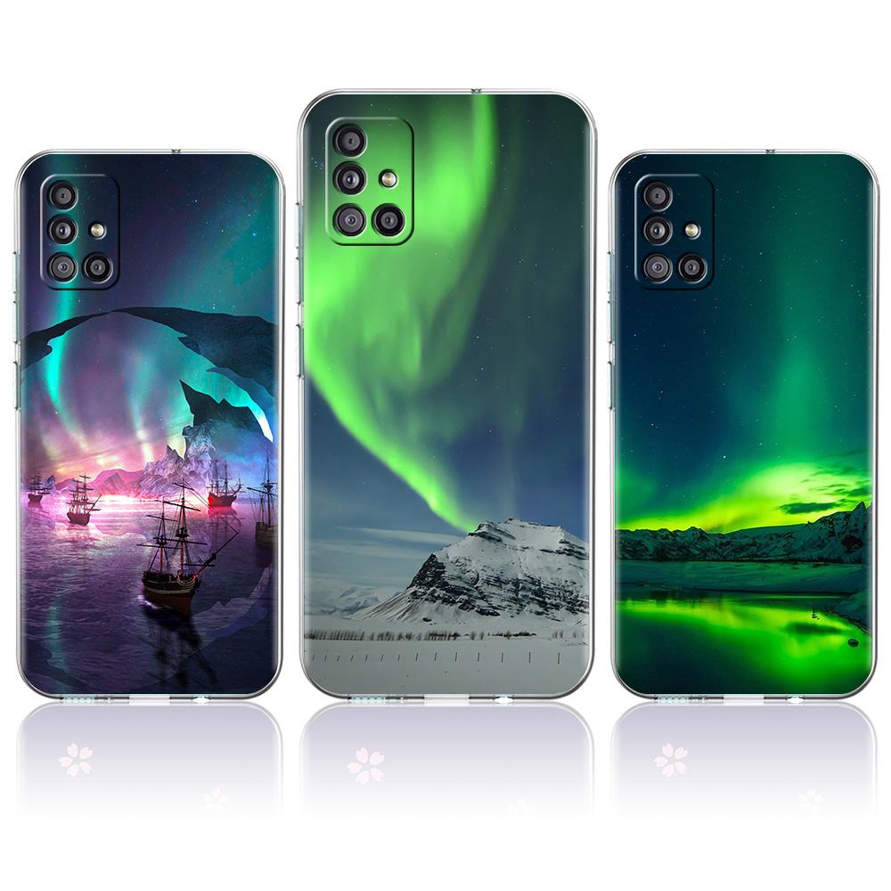 Kryt na telefon Aurora Borealis Pro Samsung Galaxy A51 A71 A21S A12 A11 A31 A41 A52 A32 5G A72 A01 A02S Měkký silikonový průhledný kryt