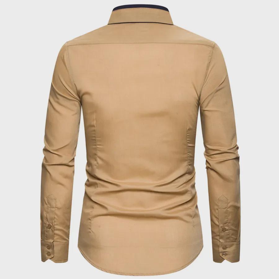 Jarní 2020 Pánská evropská a americká móda s dvouvrstvým límcem Business Casual Slim Fit košile s dlouhým rukávem – vícebarevná, k dispozici velké velikosti