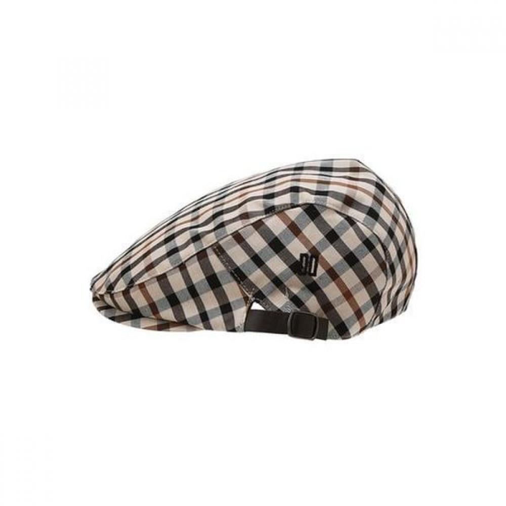 Daks Leather Brown Check Hunting Cap Size Adjustable Strap Dche6el01w2