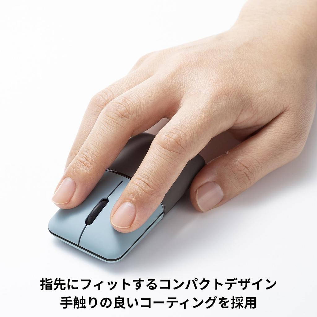 Sanwa Supply Mobile Combo Slim and SLIMO Series Mouse, Bluetooth/Wireless (USB A) (Dual Mode), Rechargeable, Compact, Blue, MA-WBBS310BL
