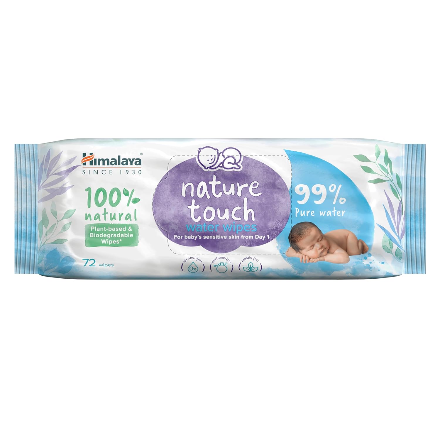 

Himalaya Nature Touch Water Baby Wipes 72 Count Sensitive Skin Organic Coconut Oil Plant-Based