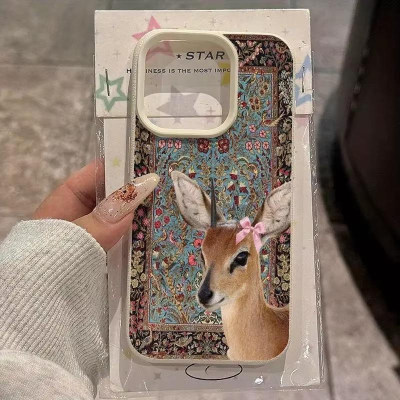 Vintage Deer Lichee Pattern Phone Case For iPhone 17 Air 16 e 15 14 13 12 11 Pro Max Plus SE Soft Shockproof Cover
