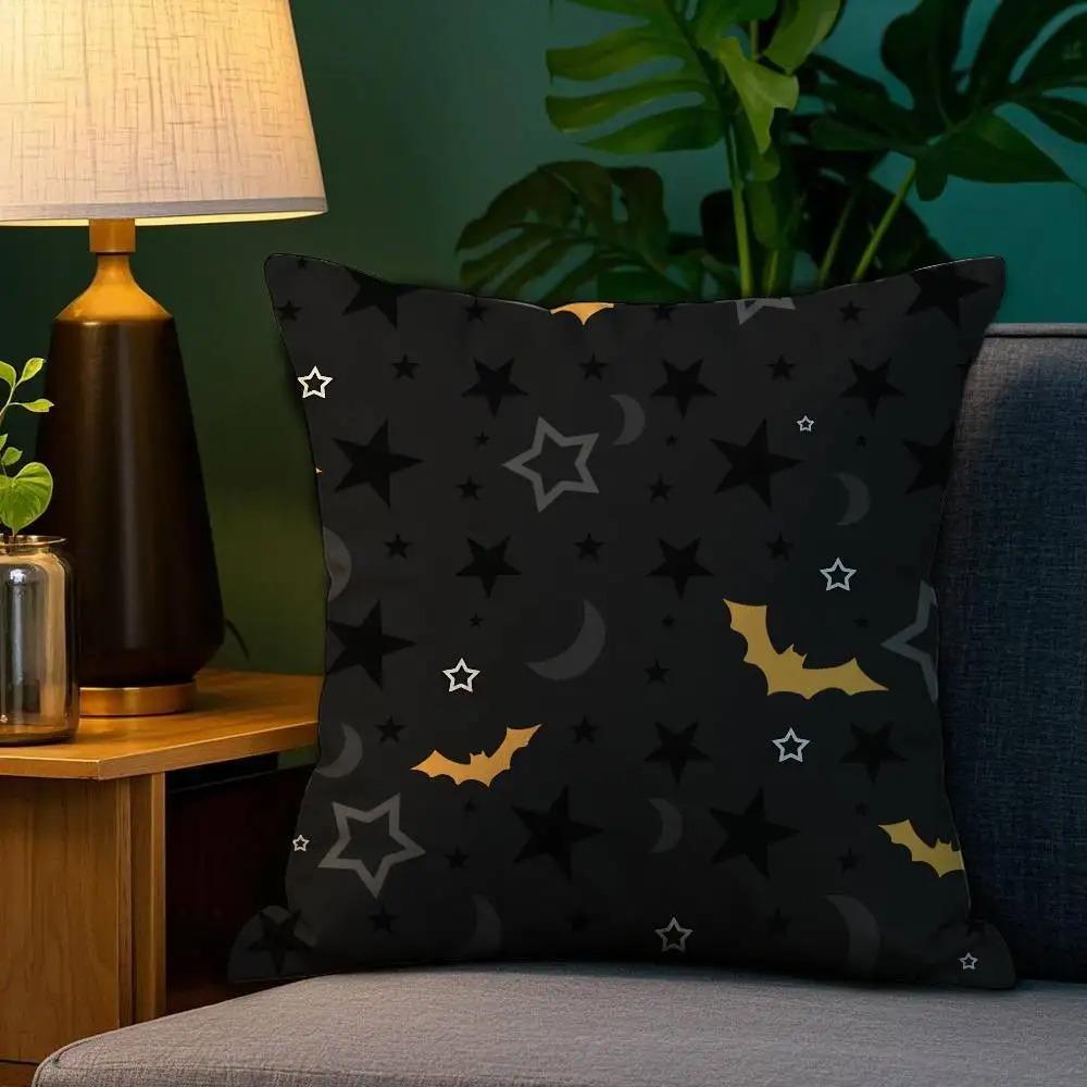 Happy Halloween Bat Printed Cushion Cover Living Room Home Office Decoration Cushion Cover Festival Decoration
