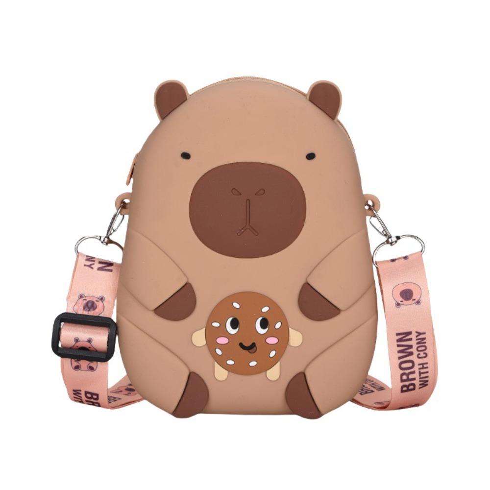 Cartoon Capybara Coin Purse Cute Small Item Bag Fashion Silicone Shoulder Bag  Girls