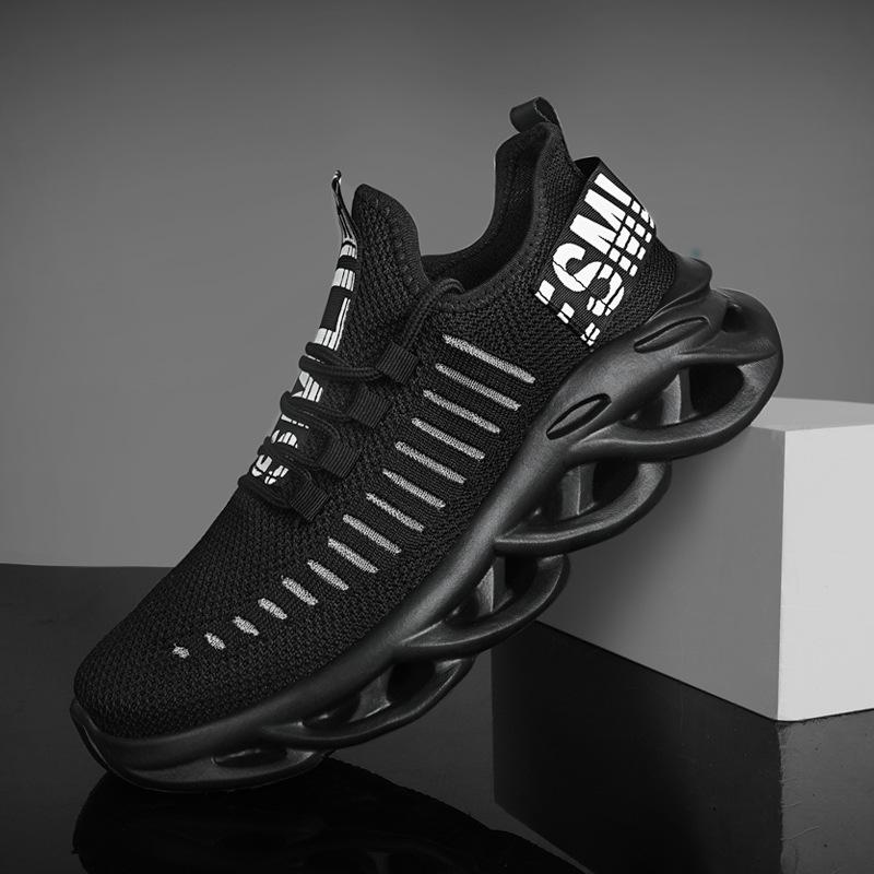 Herbst neue Sportschuhe Herren atmungsaktive Fly-Woven Herrenschuhe Twist-Sohle hohle dicke Sohle Übergröße Freizeitschuhe