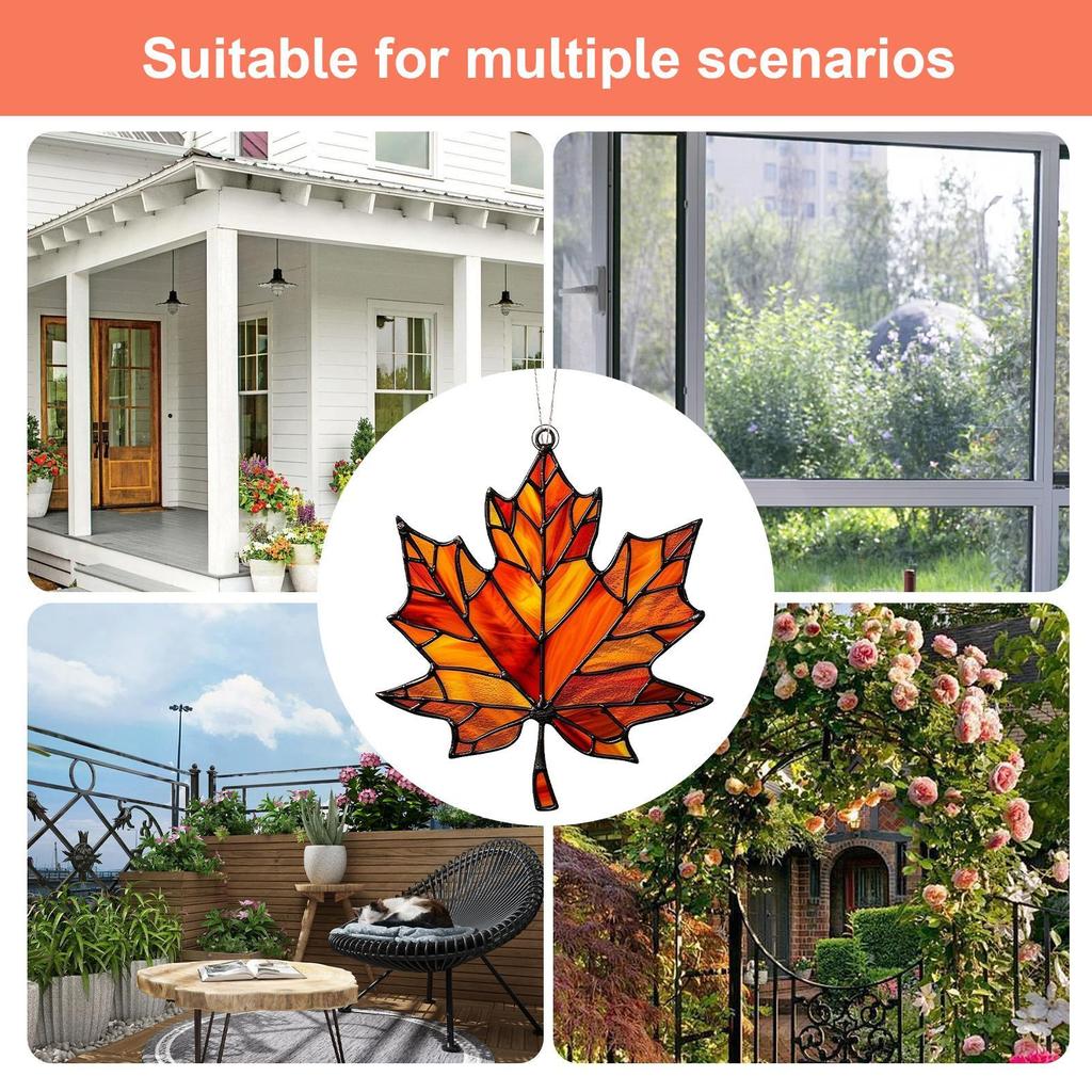 2D Flat Acrylic Maple Leaves Ornaments Fall Leaves Pendant Window Decor Holiday Home Decor Thanksgiving Fall Decorations Party
