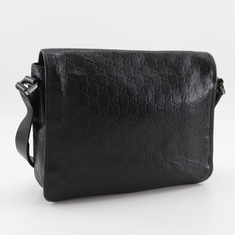 Gucci Messenger-Umhängetasche 145844 GG schwarz Sima-Leder Herren Gebraucht