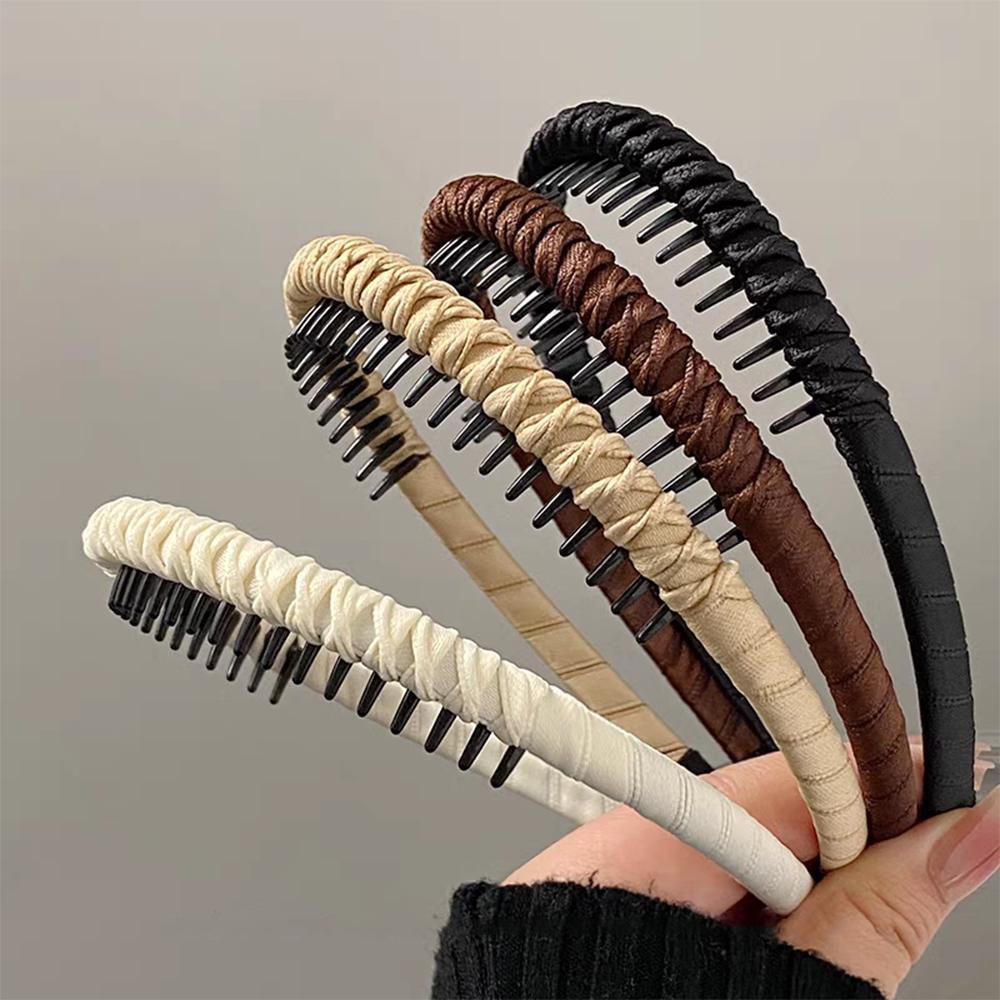 2pc Cute Plastic Black Brown Toothed Anti-skid Headband Women Girls Hair Bands Elegant Washface Hairband Hair Accessories
