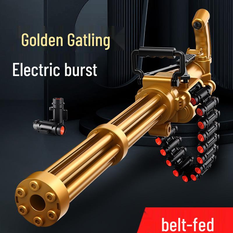 Children's Golden Gatling Electric Soft Bullet Gun with Continuous Ejection
