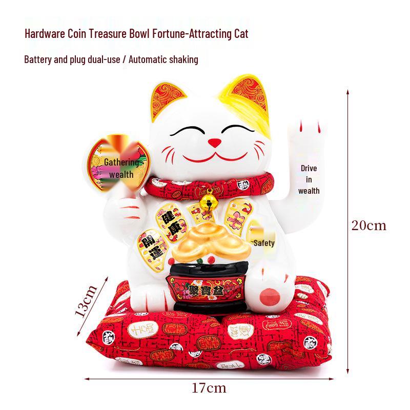 Feng Shui Lucky Cat Figurine: Chinese Style Wealth & Fortune Decor for Business and Gift