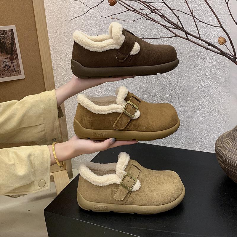 Women's Plus Size Soft-Sole Height-Enhancing Warm Winter Fur-Lined Ski Boots with Plush Lining Short Boots for Outdoor Sports and Cotton Boots