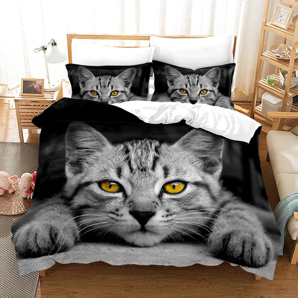 23 Dieren Schattig Kat Beddengoed Set Voor Kinderen Volwassenen Schattig Dekbedovertrek Dubbel King Volledige Maat Decor Home Beddengoed Mode Katten
