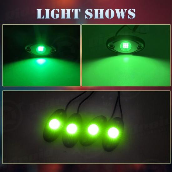 4Pods Green LED Rock Underbody Wheel Lights For Jeep Offroad Truck UTV ATV Boat