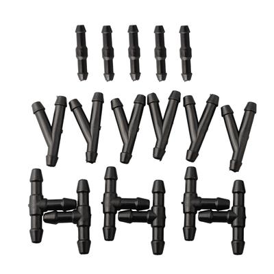 18pcs Splitter Fittings Black T/Y/I Type Washer Hose Connector