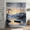 Serene Sunset Landscape Design Waterproof Shower Curtain Heat Resistant Machine Washable Non-Transparent 180x180cm