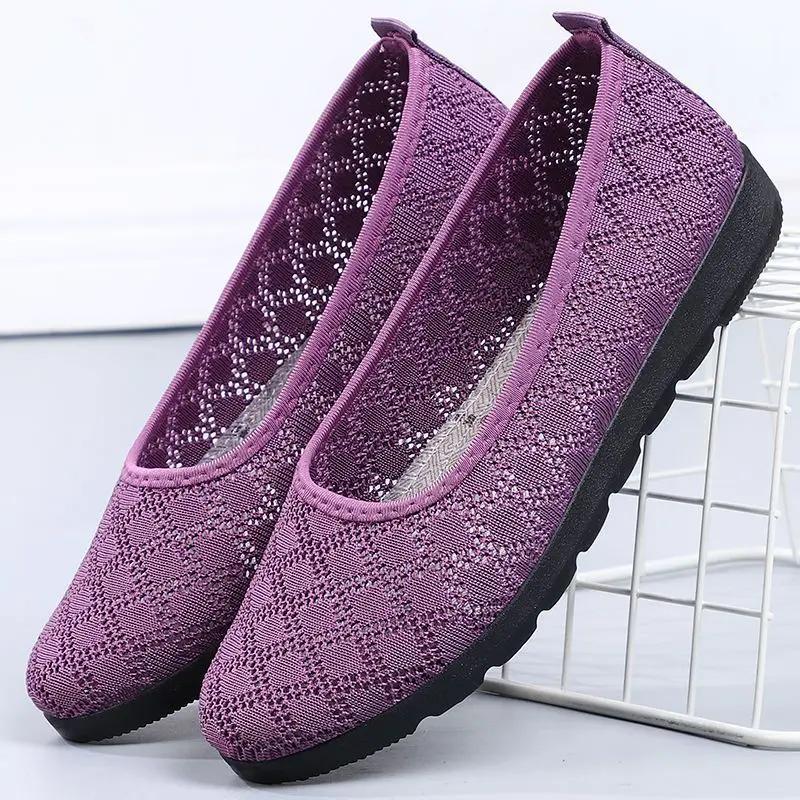 Fashion New In Flat Mesh Breathable Women's Shoes Aesthetic Daily Routine Cotton Original Light Designer Luxury Offers Ladies Footwear
