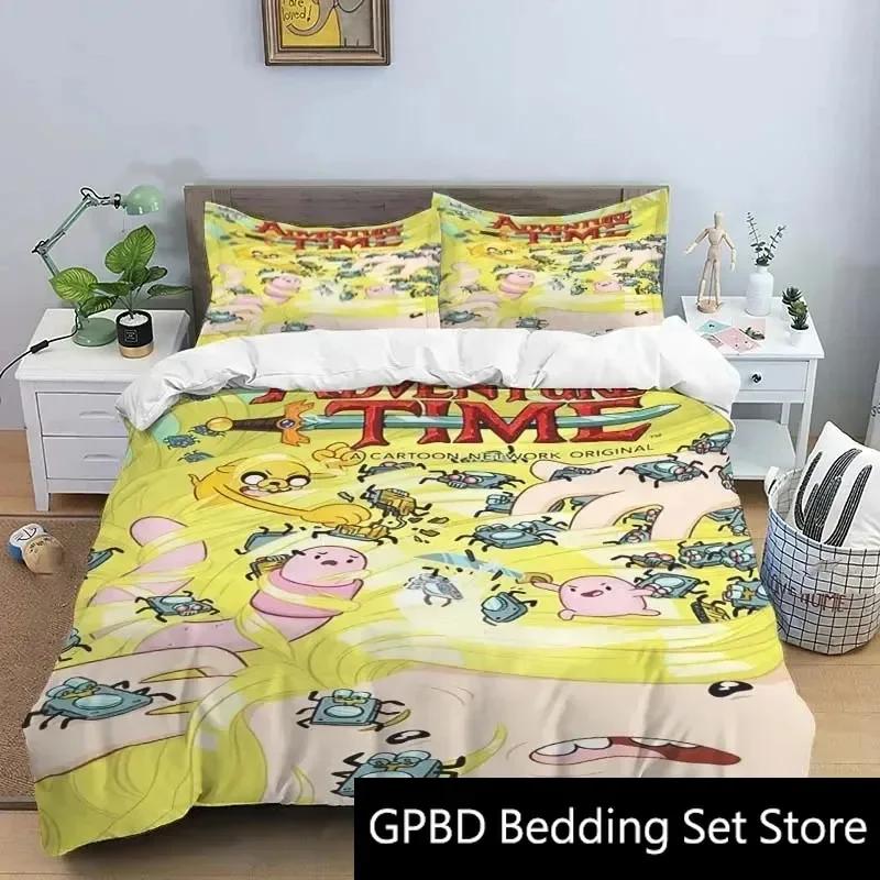 3D Print Cartoon Adventure Time Bedding Set Double Twin King Duvet Cover Comforter Pillowcase Boys Girls Adults Bedroom