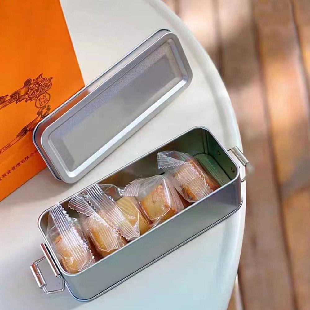 With Lid Tinplate Box Durable Material With Buckle Iron Box Buckle Rectangular Shape Storage Iron BoxBuckle Iron Box
