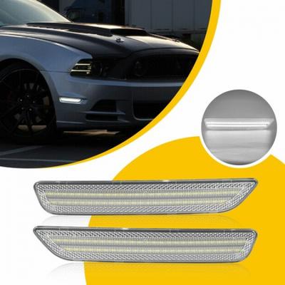 Clear Lens Front Bumper White LED Side Lights Marker For 2010-2014 Ford Mustang