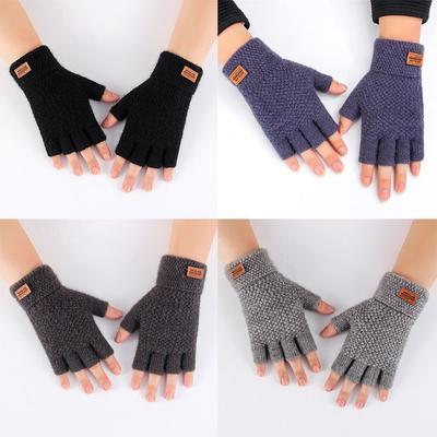 Kantoor Elastische Dikke Vingerloze Handschoenen Gebreide Alpaca Wol Half Vinger Mittens Rijhandschoenen