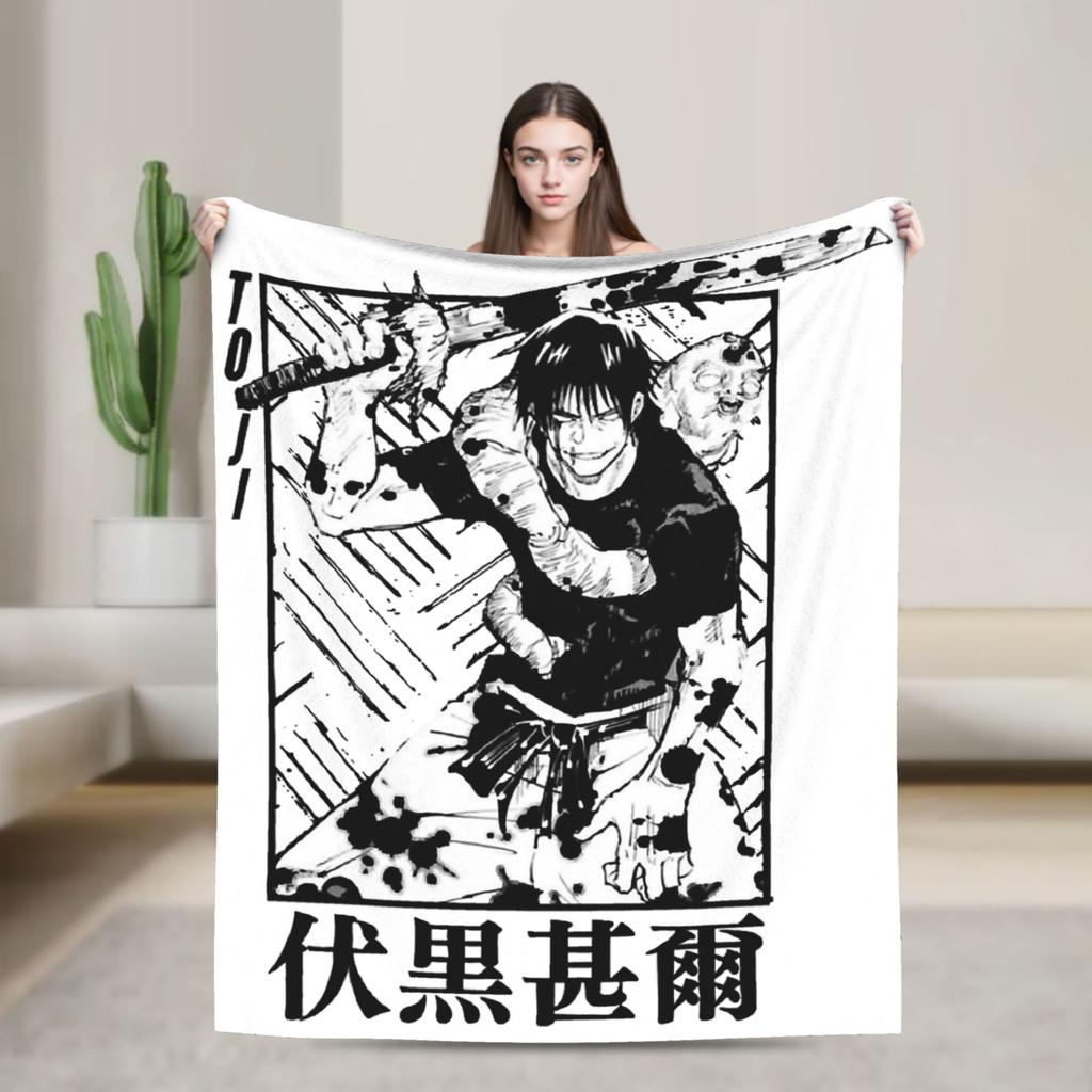 Sorcerer Killer Anime Toji Fushiguro Plush Blanket Students Flannel Throw Blanket For Living Room Warm Soft Quality Bedspread