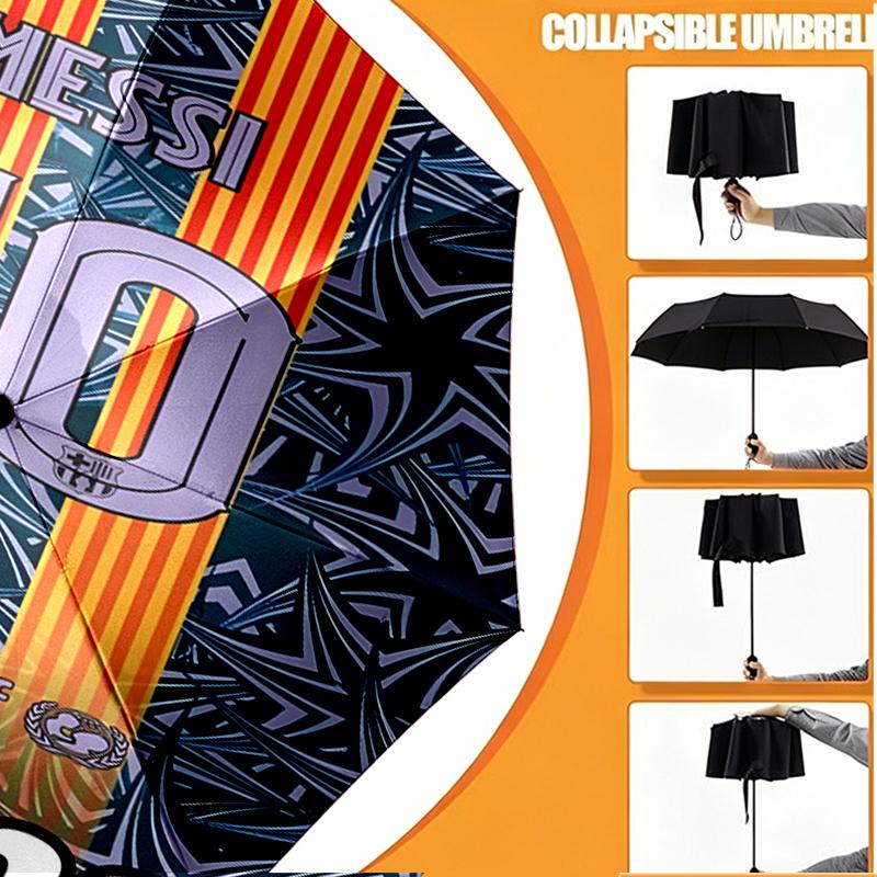 Custom Name Personalized Lionel Messi Print Umbrella, Auto Open Close, 8‑Rib Sturdy Frame, Commute Camping Hiking Use, Birthday Gift
