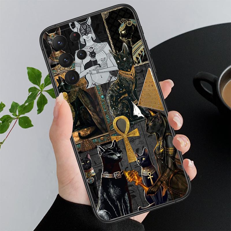 

Чехол для телефона Samsung A17 A55 A16 A56 A35 A15 A53 A54 A33 A34 A25 A05S A52 A52S A07 A26 A06 Египет Фараон Кот Анубис A15