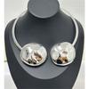 Exaggerated Personality Metal Glossy Pleated Discus Shaped Double Head Collar Chic Cool Style Necklace For Women