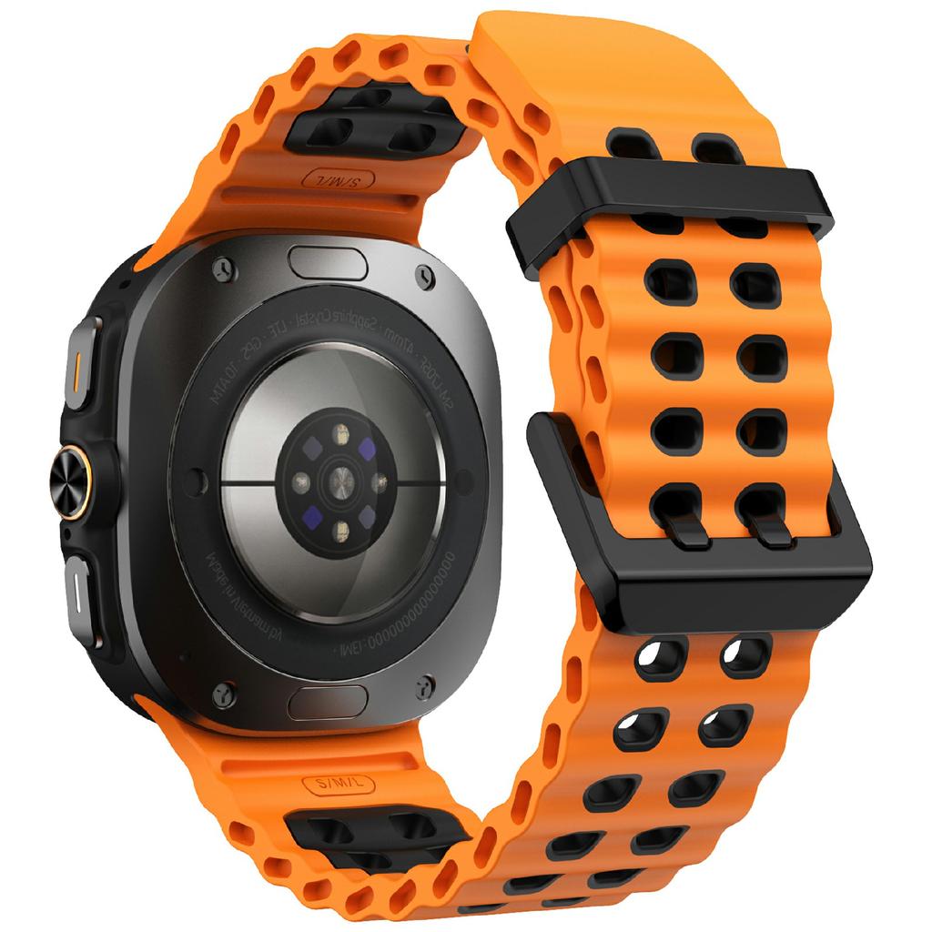 KALEBOL For Samsung Galaxy Watch Ultra 47mm Silicone Watch Band Dual Color Ocean Wrist Strap