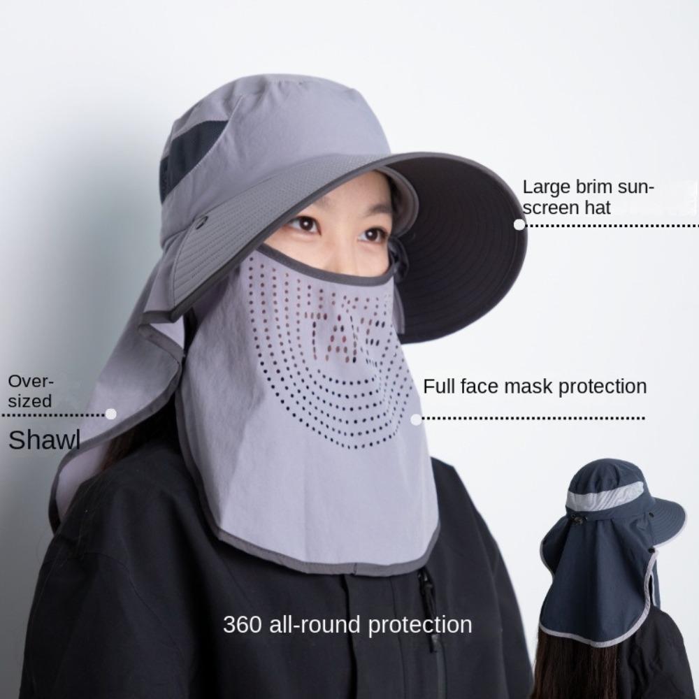 

Face Neck Protection Bucket Hat Anti-UV Women s Ponytail Hat New Sunscreen Hat Spring Summer 1