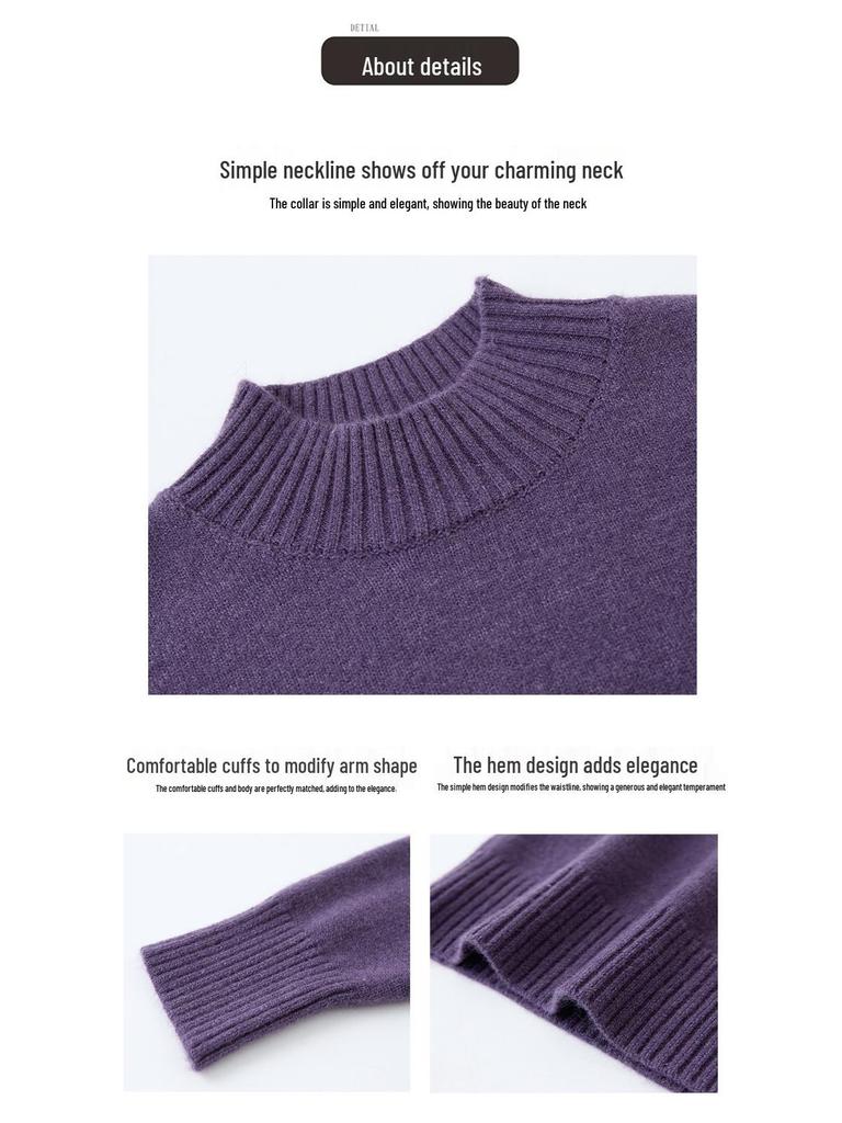 2025 Women's Stylish Loose High Neck Knit Sweater Dress - Mid-Length, Winter Inner Layer for Moms