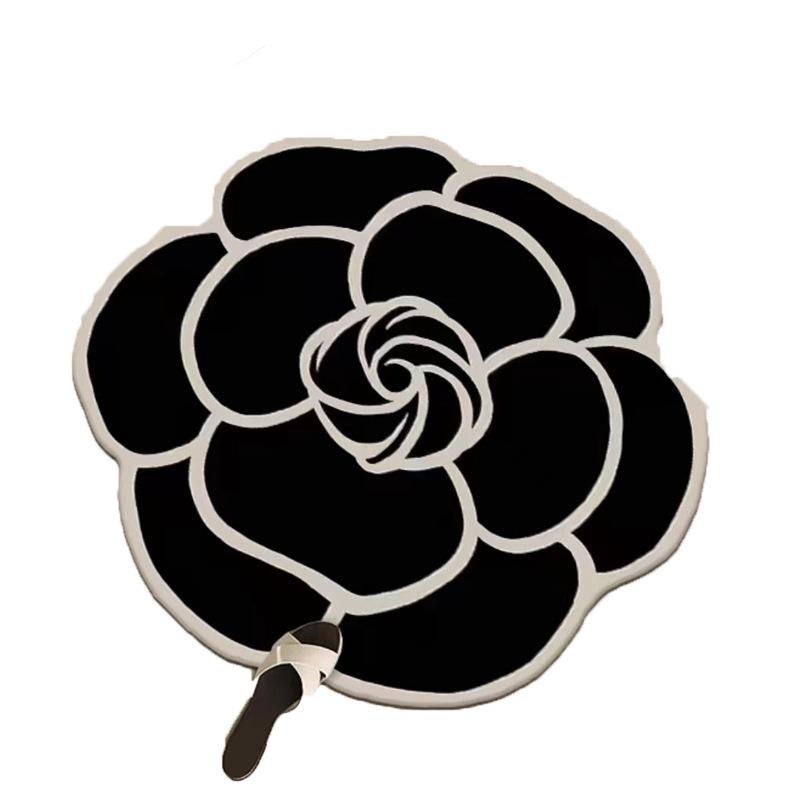 Crystal Velvet Camellia Special-Shaped Carpet Living Room Advanced Floor Mat Bedroom Cloakroom Foot Mat Study Swivel Chair Mat