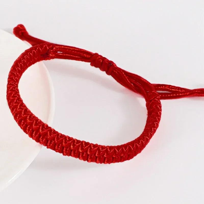 1-10 Stück Tibetisches Faden Buddhistisches Armband Armreifen Verstellbar für Frauen Handgeknüpft Amulett Rotes Seil Glücksarmband Anhänger