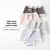 Women's Spring and Summer Cotton 7A Antibacterial Crotch Non Trace Elastic Hip Mid Waist Flat Angle Briefs