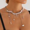 Elegant Beaded Choker Necklace with Intricate Pendant Details Layered Necklaces Fashion Accessory for Women Girls